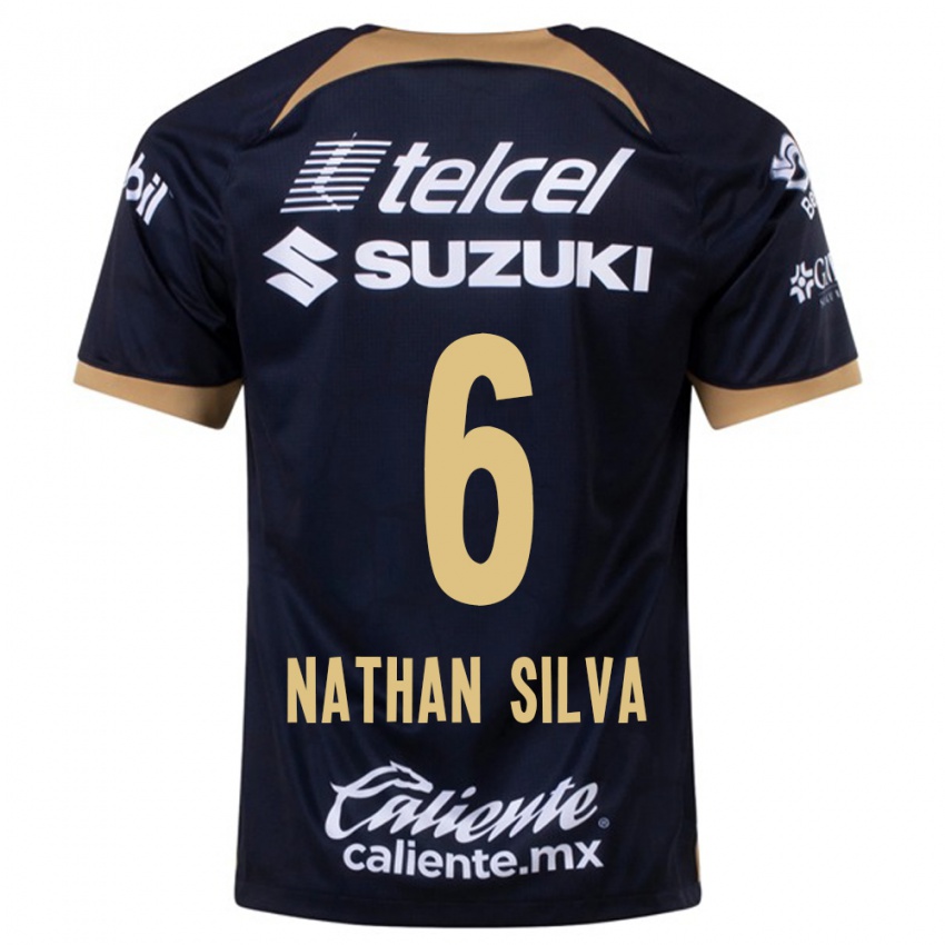 Herren Nathan Silva #6 Dunkelblau Auswärtstrikot Trikot 2023/24 T-Shirt Belgien