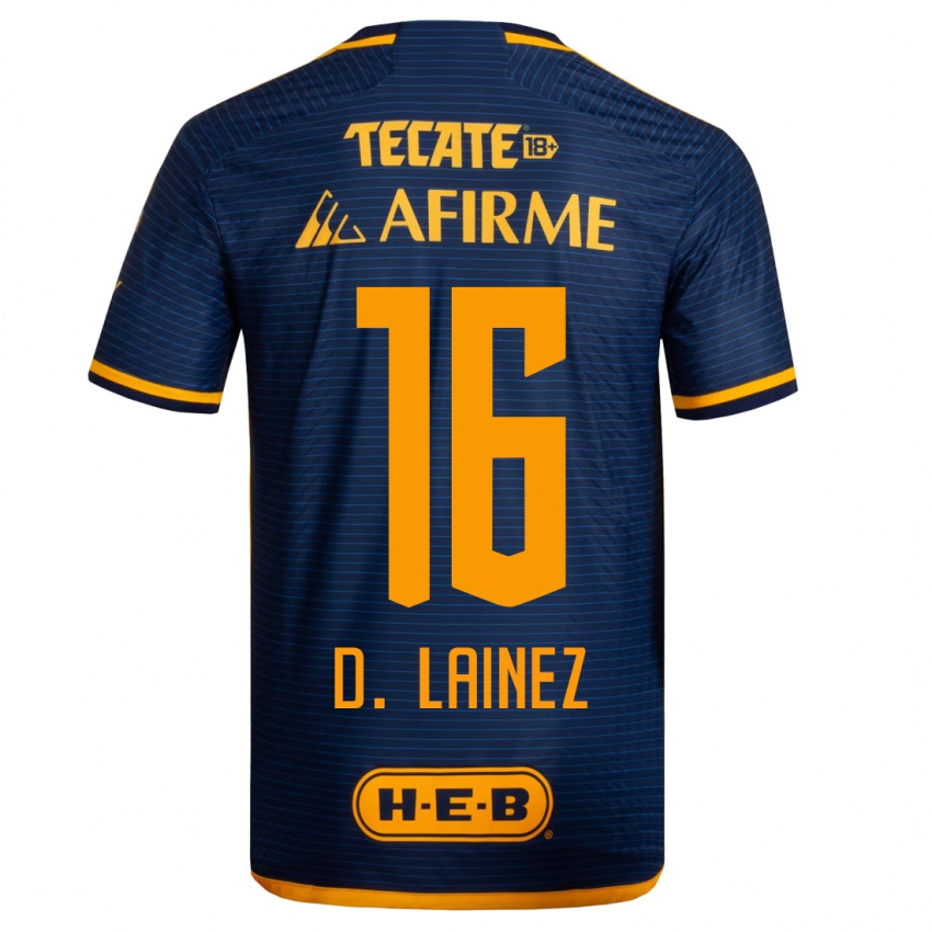 Heren Diego Lainez #16 Donkerblauw Uitshirt Uittenue 2023/24 T-Shirt België