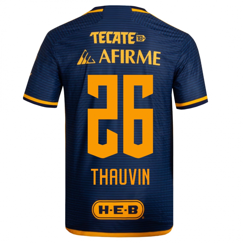 Heren Florian Thauvin #26 Donkerblauw Uitshirt Uittenue 2023/24 T-Shirt België