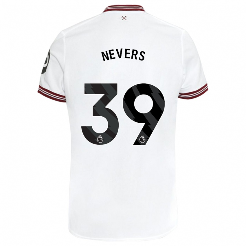 Dames Thierry Nevers #39 Wit Uitshirt Uittenue 2023/24 T-Shirt België
