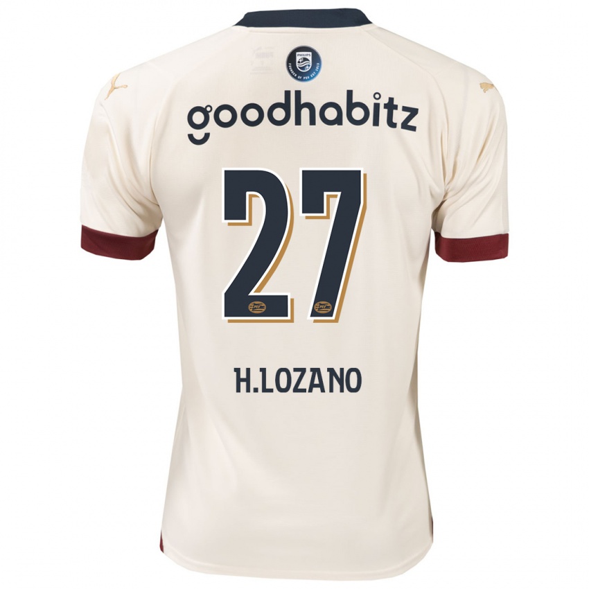 Damen Hirving Lozano #27 Cremefarben Auswärtstrikot Trikot 2023/24 T-Shirt Belgien