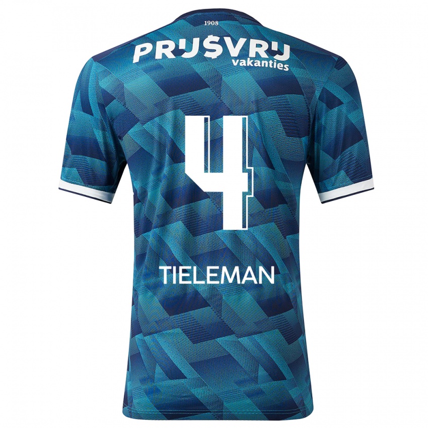 Damen Jerry Tieleman #4 Blau Auswärtstrikot Trikot 2023/24 T-Shirt Belgien