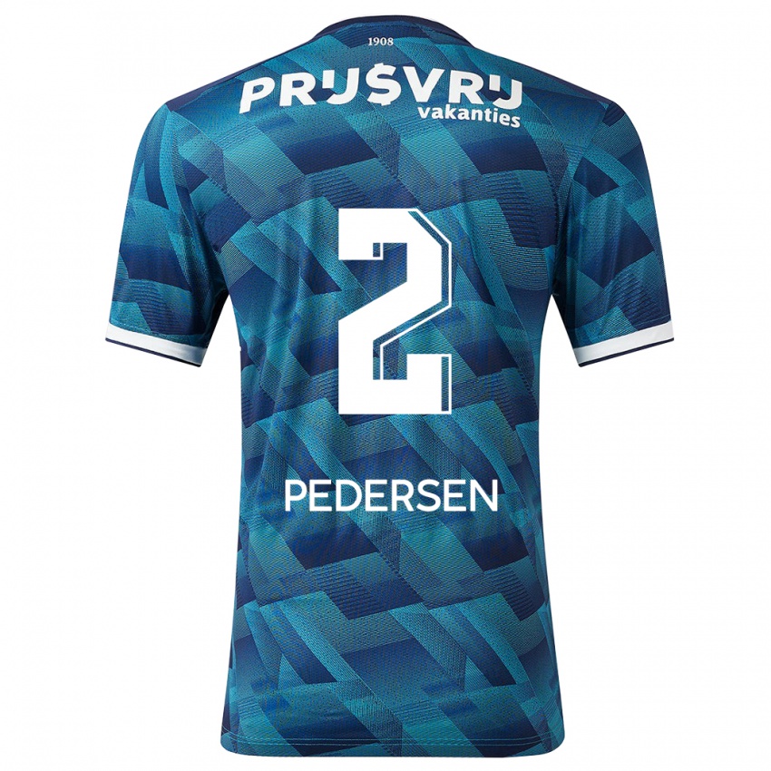 Dames Marcus Pedersen #2 Blauw Uitshirt Uittenue 2023/24 T-Shirt België