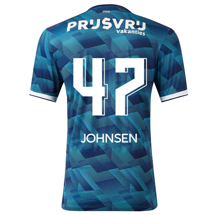 Dames Mikael Torset Johnsen #47 Blauw Uitshirt Uittenue 2023/24 T-Shirt België