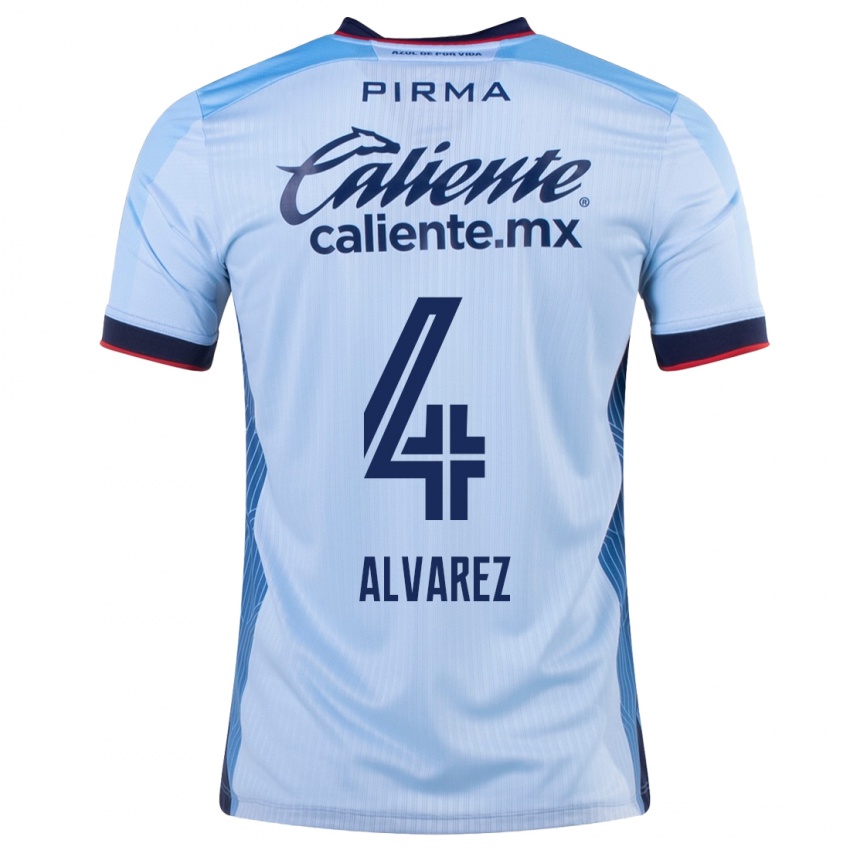 Damen Gabriela Alvarez #4 Himmelblau Auswärtstrikot Trikot 2023/24 T-Shirt Belgien