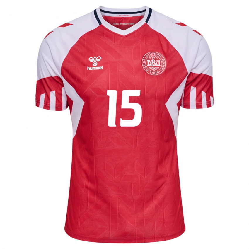 Kinder Dänische Villads Nielsen #15 Rot Heimtrikot Trikot 24-26 T-Shirt Belgien