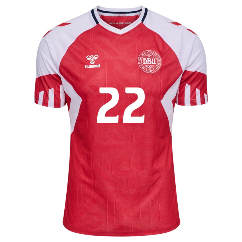 Kinder Dänische Frederik Ronnow #22 Rot Heimtrikot Trikot 24-26 T-Shirt Belgien