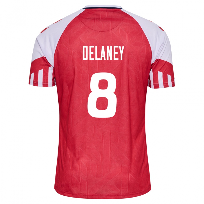 Kinder Dänische Thomas Delaney #8 Rot Heimtrikot Trikot 24-26 T-Shirt Belgien