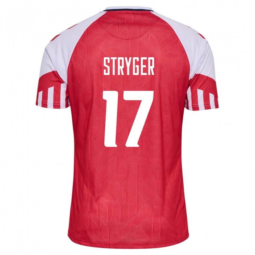 Kinder Dänische Jens Stryger Larsen #17 Rot Heimtrikot Trikot 24-26 T-Shirt Belgien