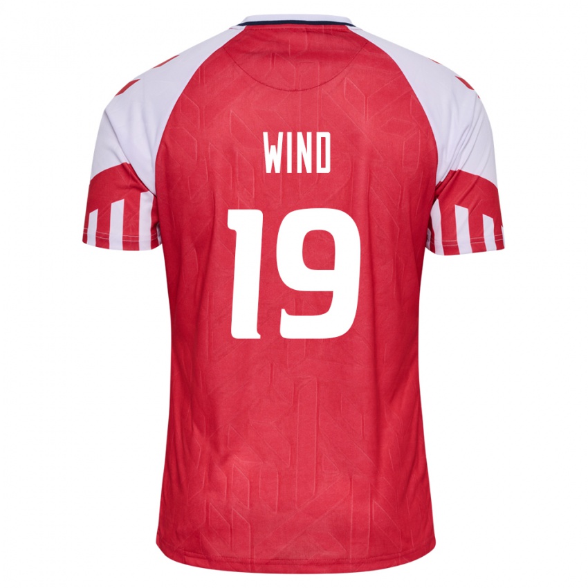 Kinder Dänische Jonas Wind #19 Rot Heimtrikot Trikot 24-26 T-Shirt Belgien