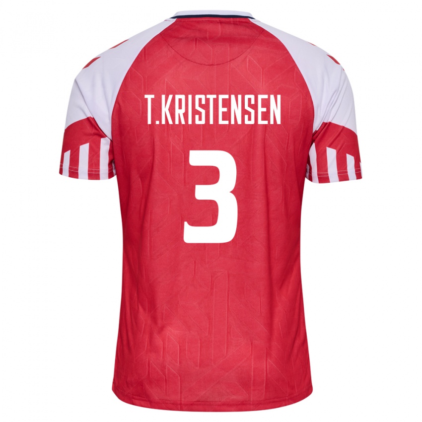 Kinder Dänische Thomas Kristensen #3 Rot Heimtrikot Trikot 24-26 T-Shirt Belgien