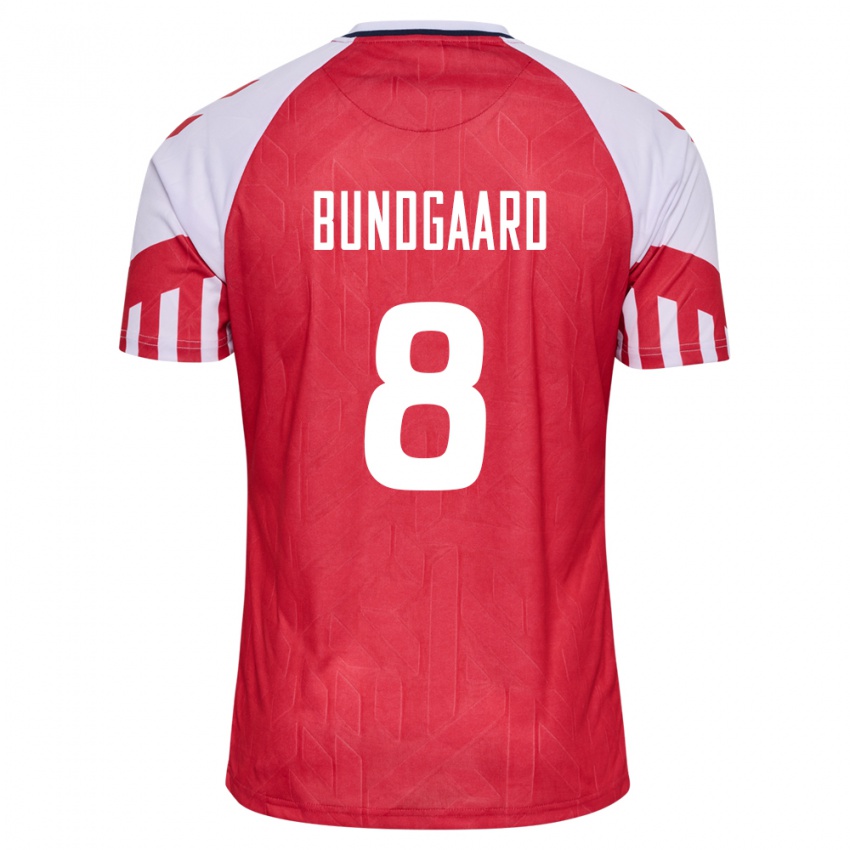 Kinder Dänische Filip Bundgaard #8 Rot Heimtrikot Trikot 24-26 T-Shirt Belgien