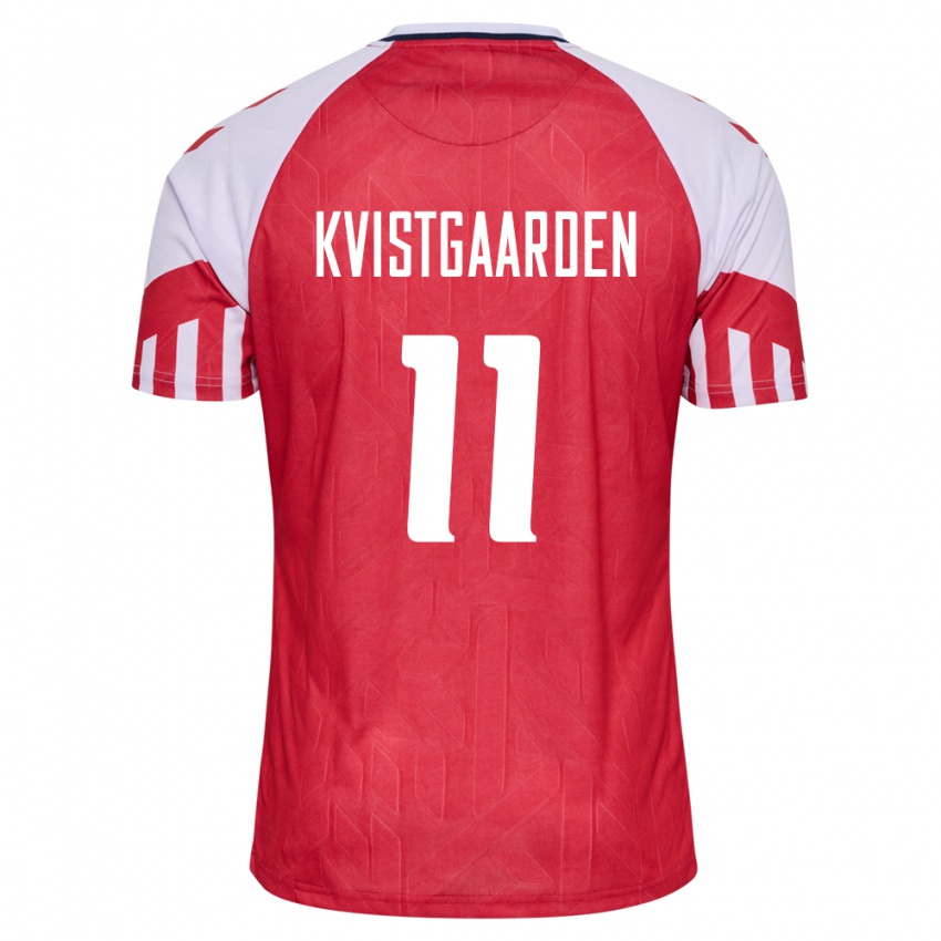 Kinder Dänische Mathias Kvistgaarden #11 Rot Heimtrikot Trikot 24-26 T-Shirt Belgien