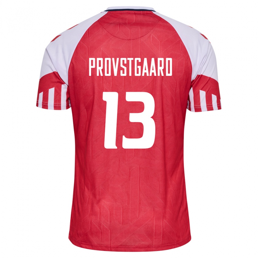 Kinder Dänische Oliver Provstgaard #13 Rot Heimtrikot Trikot 24-26 T-Shirt Belgien