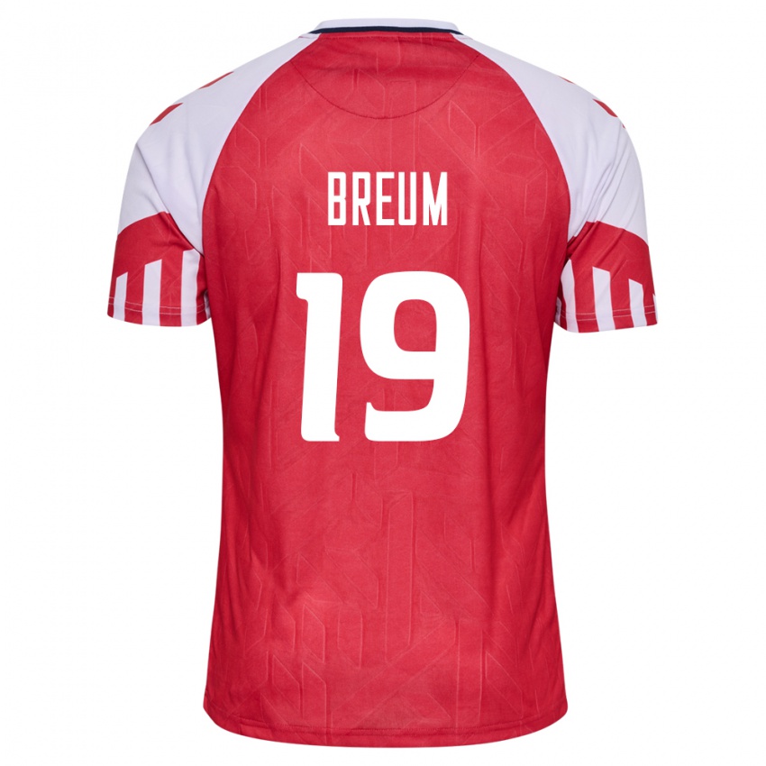 Kinder Dänische Jakob Breum #19 Rot Heimtrikot Trikot 24-26 T-Shirt Belgien