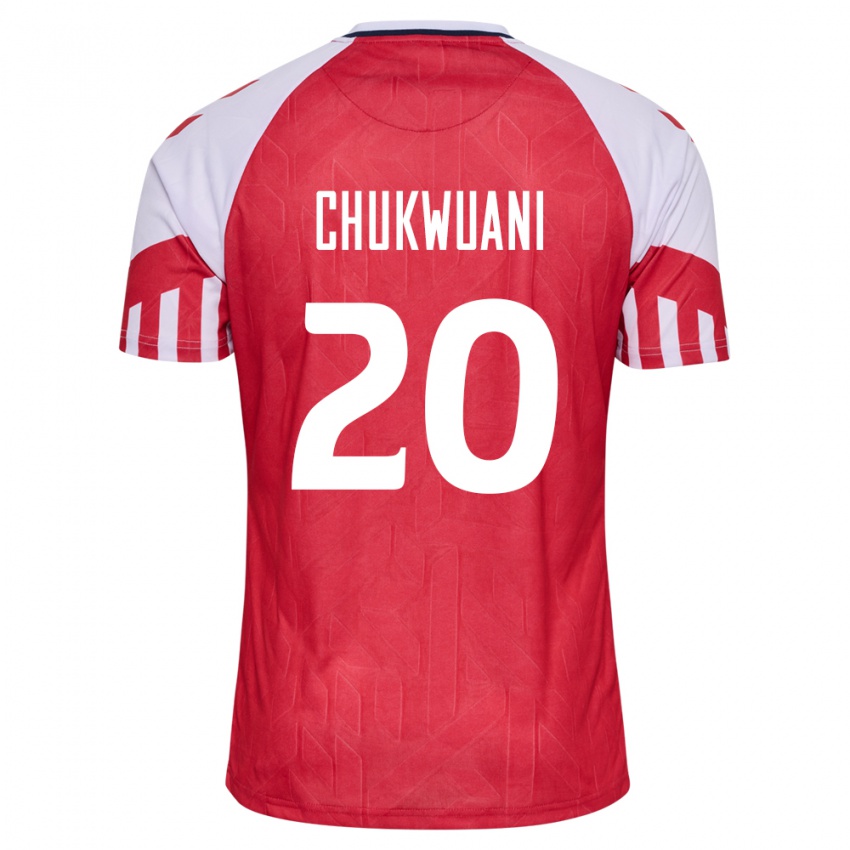 Kinder Dänische Tochi Chukwuani #20 Rot Heimtrikot Trikot 24-26 T-Shirt Belgien