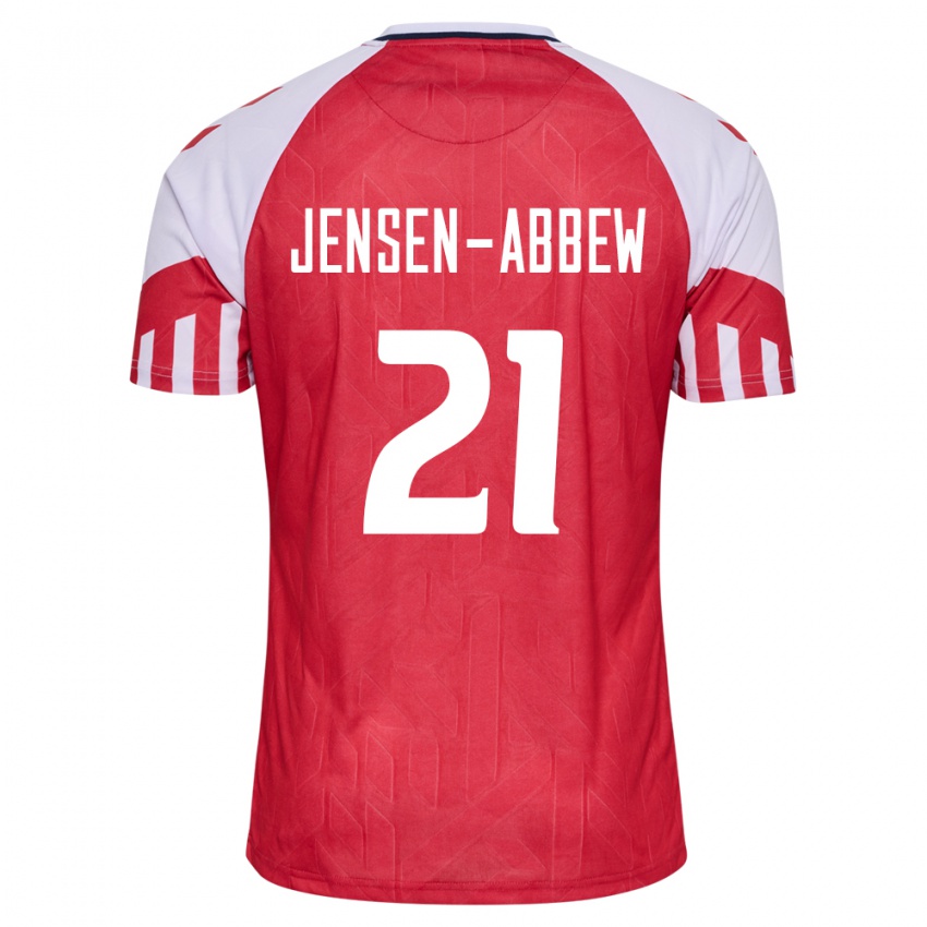 Kinder Dänische Jonas Jensen-Abbew #21 Rot Heimtrikot Trikot 24-26 T-Shirt Belgien