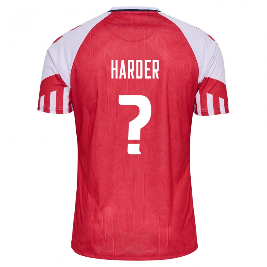 Kinder Dänische Conrad Harder #0 Rot Heimtrikot Trikot 24-26 T-Shirt Belgien