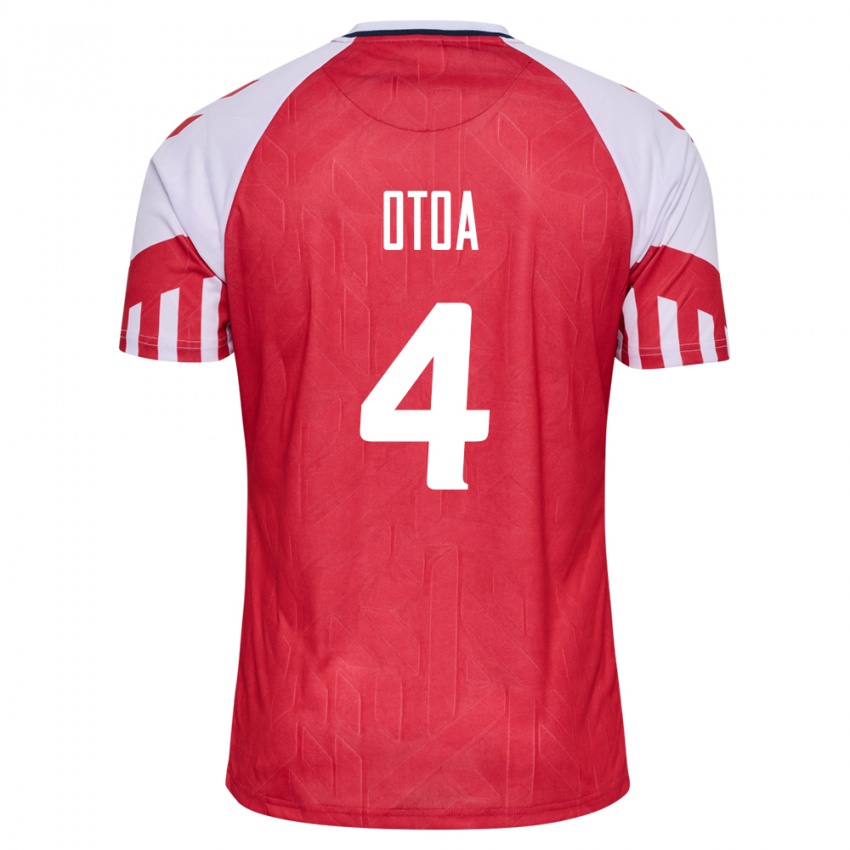 Kinder Dänische Sebastian Otoa #4 Rot Heimtrikot Trikot 24-26 T-Shirt Belgien