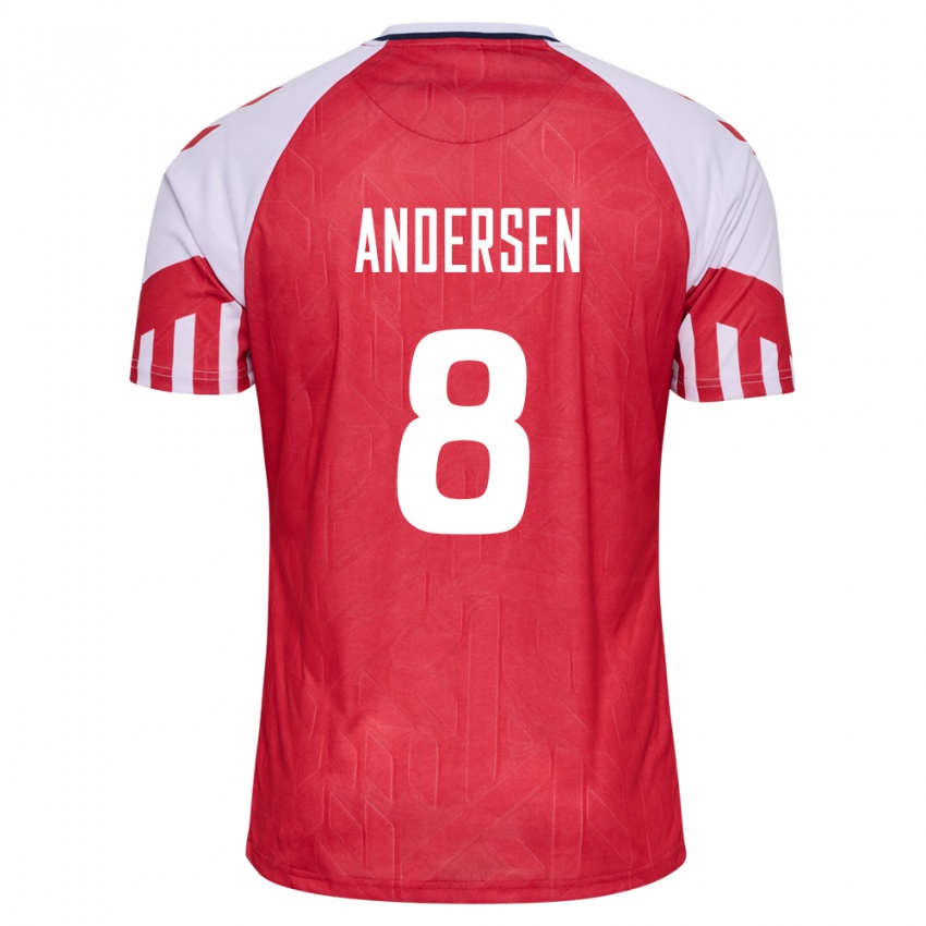 Kinder Dänische Silas Andersen #8 Rot Heimtrikot Trikot 24-26 T-Shirt Belgien