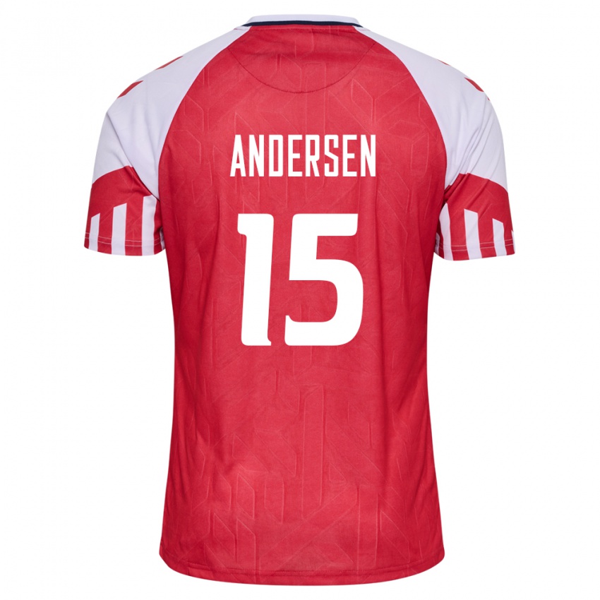 Kinder Dänische Jacob Andersen #15 Rot Heimtrikot Trikot 24-26 T-Shirt Belgien
