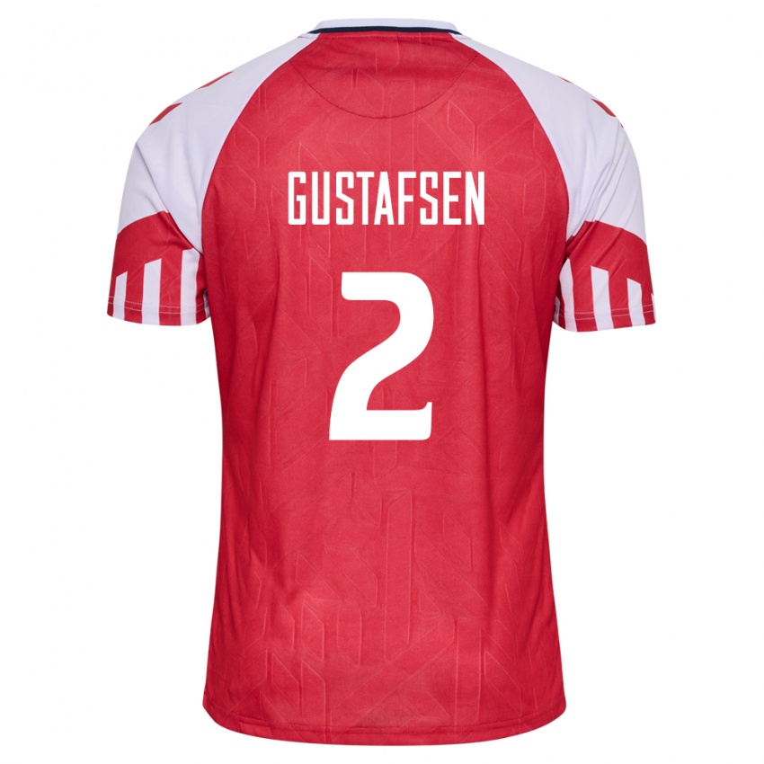 Kinder Dänische Victor Gustafsen #2 Rot Heimtrikot Trikot 24-26 T-Shirt Belgien