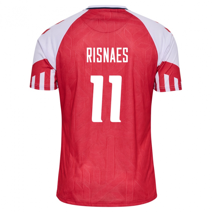 Kinder Dänische Roberto Risnaes #11 Rot Heimtrikot Trikot 24-26 T-Shirt Belgien