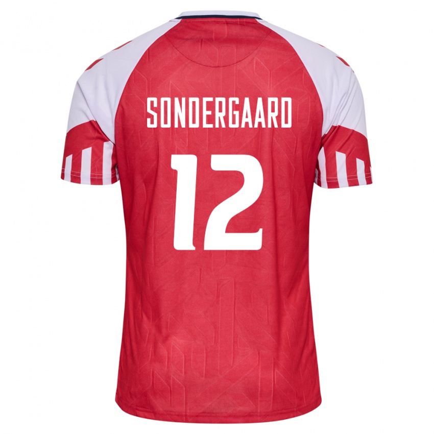 Kinder Dänische Philip Söndergaard #12 Rot Heimtrikot Trikot 24-26 T-Shirt Belgien