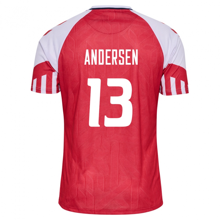 Kinder Dänische Frej Andersen #13 Rot Heimtrikot Trikot 24-26 T-Shirt Belgien
