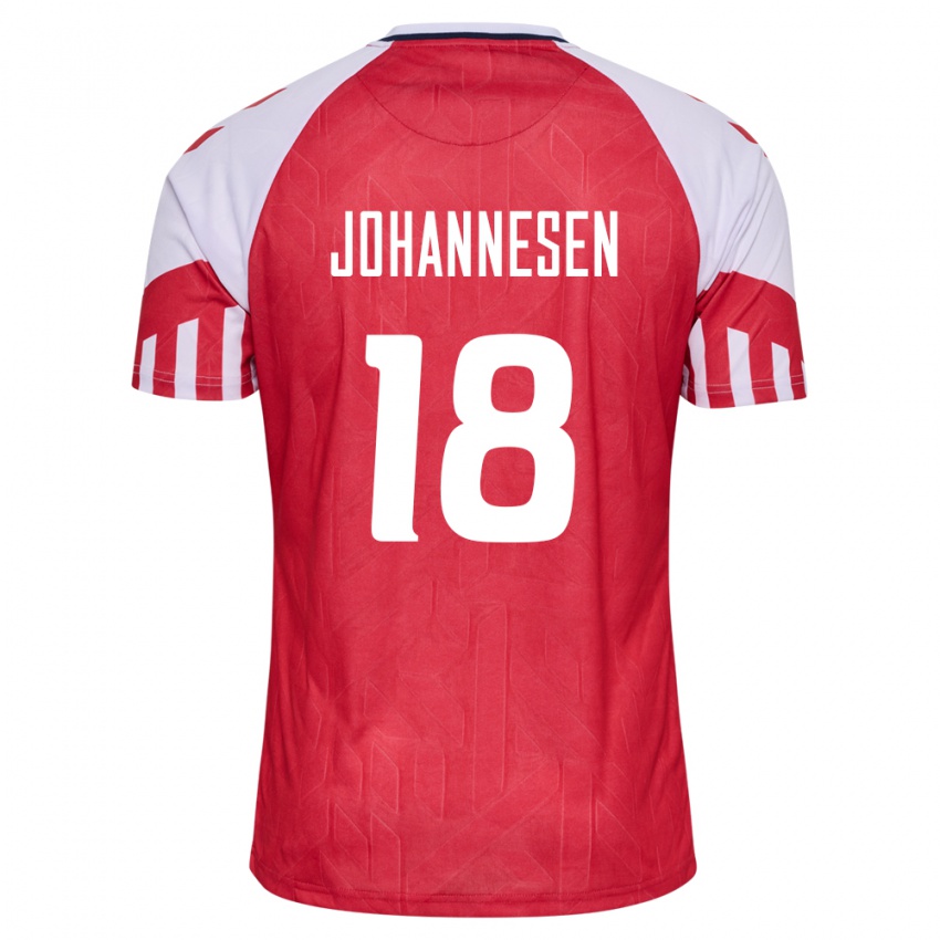 Kinder Dänische Sofus Johannesen #18 Rot Heimtrikot Trikot 24-26 T-Shirt Belgien