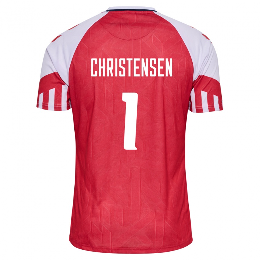 Kinder Dänische Lene Christensen #1 Rot Heimtrikot Trikot 24-26 T-Shirt Belgien