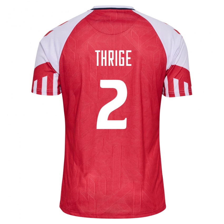Kinder Dänische Sara Thrige #2 Rot Heimtrikot Trikot 24-26 T-Shirt Belgien
