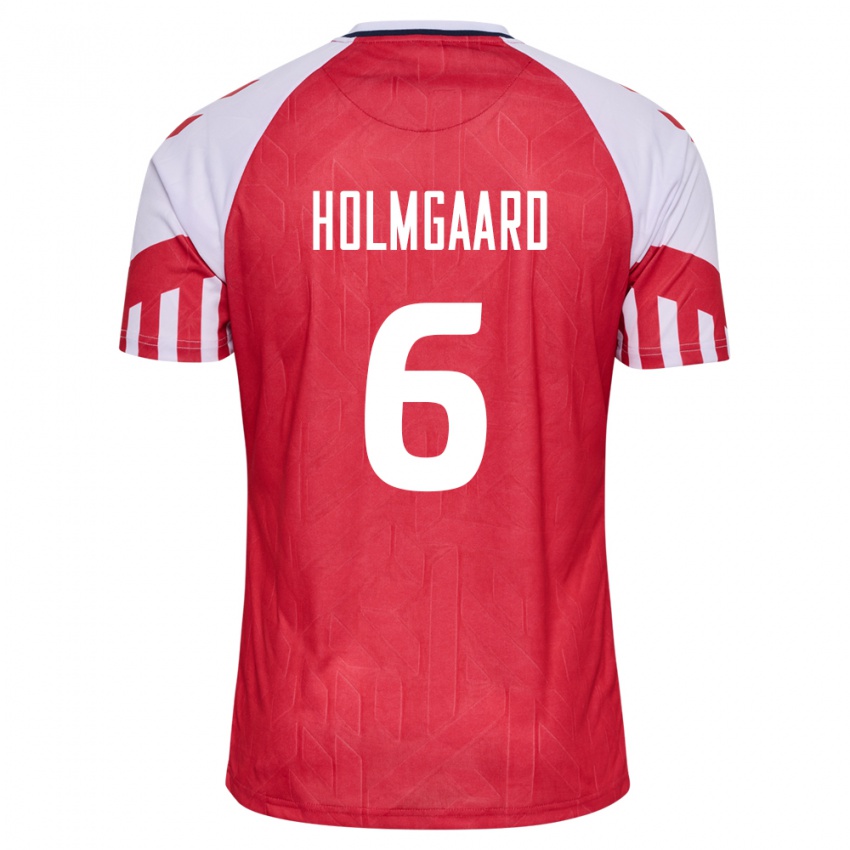 Kinder Dänische Karen Holmgaard #6 Rot Heimtrikot Trikot 24-26 T-Shirt Belgien