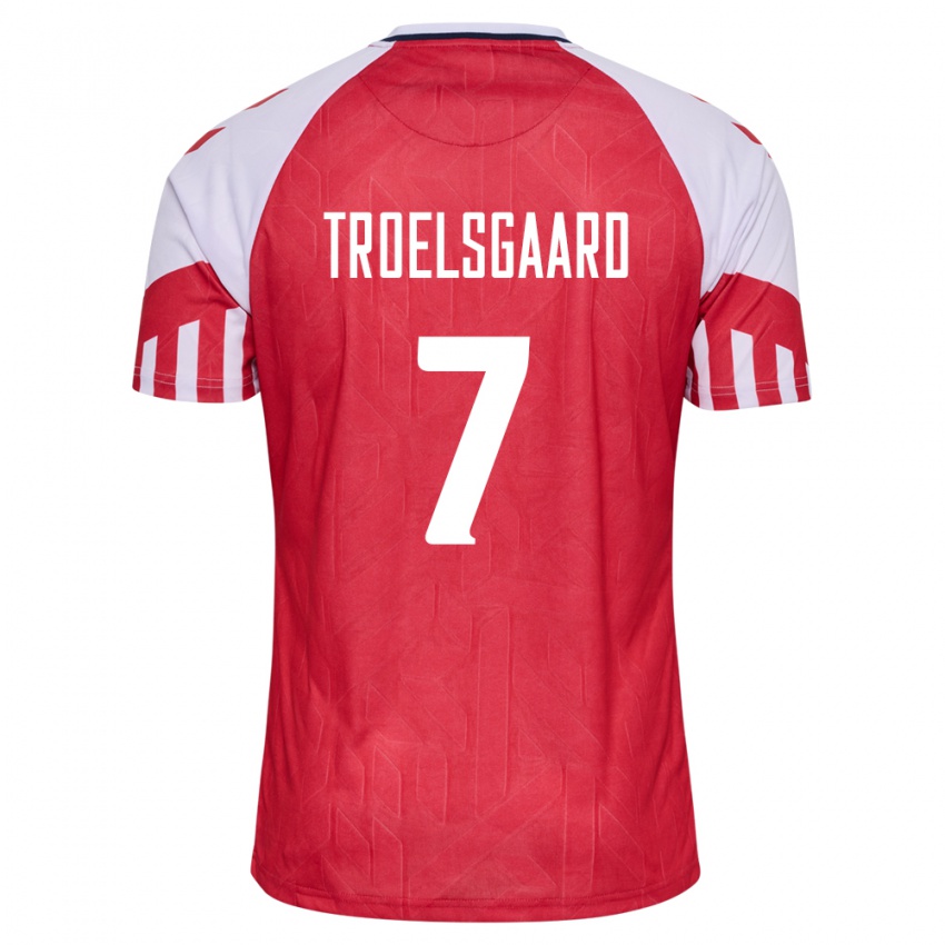Kinder Dänische Sanne Troelsgaard #7 Rot Heimtrikot Trikot 24-26 T-Shirt Belgien
