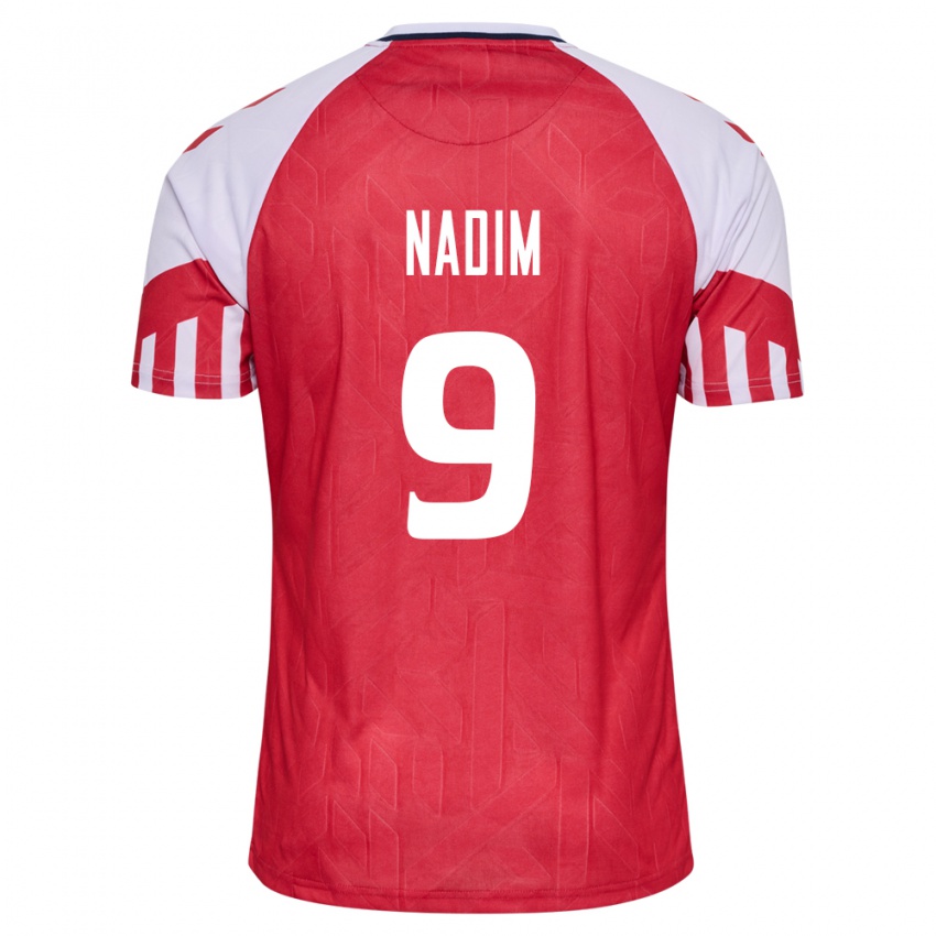 Kinder Dänische Nadia Nadim #9 Rot Heimtrikot Trikot 24-26 T-Shirt Belgien