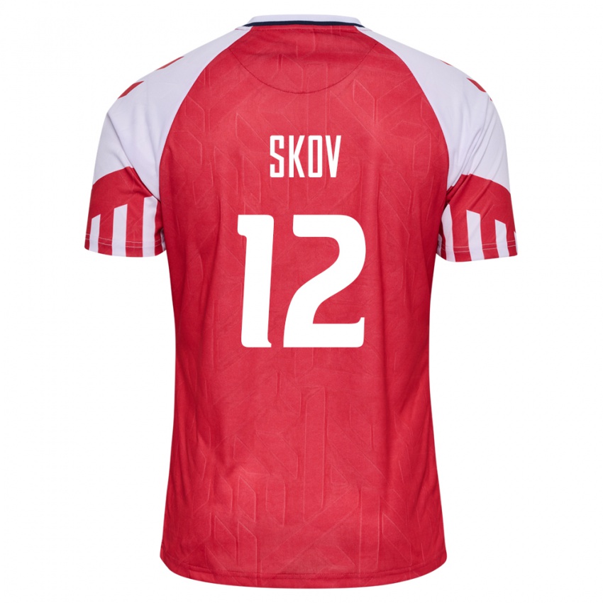Kinder Dänische Robert Skov #12 Rot Heimtrikot Trikot 24-26 T-Shirt Belgien