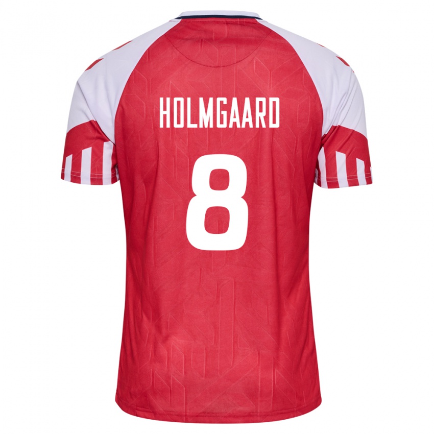 Kinder Dänische Sara Holmgaard #8 Rot Heimtrikot Trikot 24-26 T-Shirt Belgien