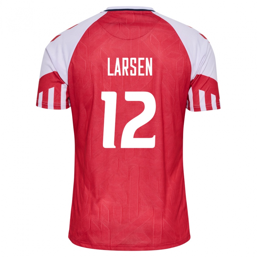 Kinder Dänische Stine Larsen #12 Rot Heimtrikot Trikot 24-26 T-Shirt Belgien
