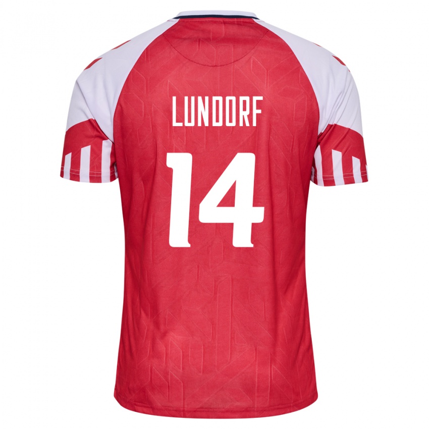 Kinder Dänische Matilde Lundorf #14 Rot Heimtrikot Trikot 24-26 T-Shirt Belgien