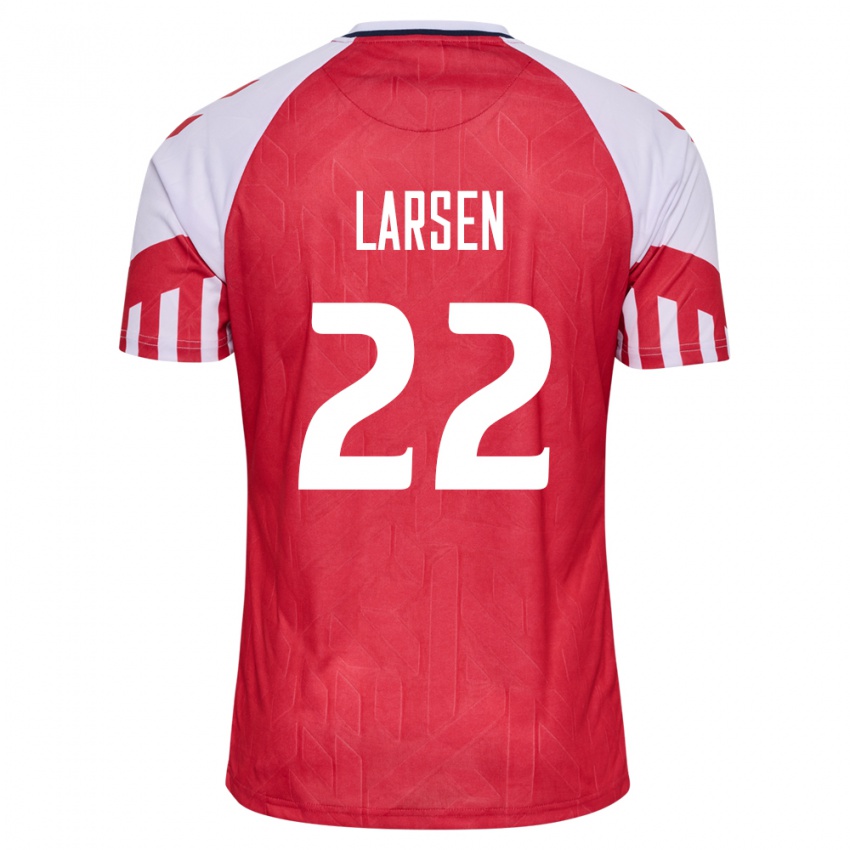 Kinder Dänische Kathrine Larsen #22 Rot Heimtrikot Trikot 24-26 T-Shirt Belgien