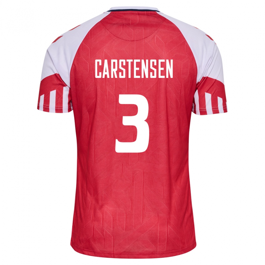 Kinder Dänische Rasmus Carstensen #3 Rot Heimtrikot Trikot 24-26 T-Shirt Belgien