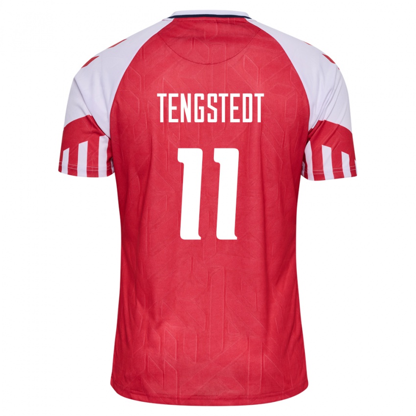 Kinder Dänische Casper Tengstedt #11 Rot Heimtrikot Trikot 24-26 T-Shirt Belgien