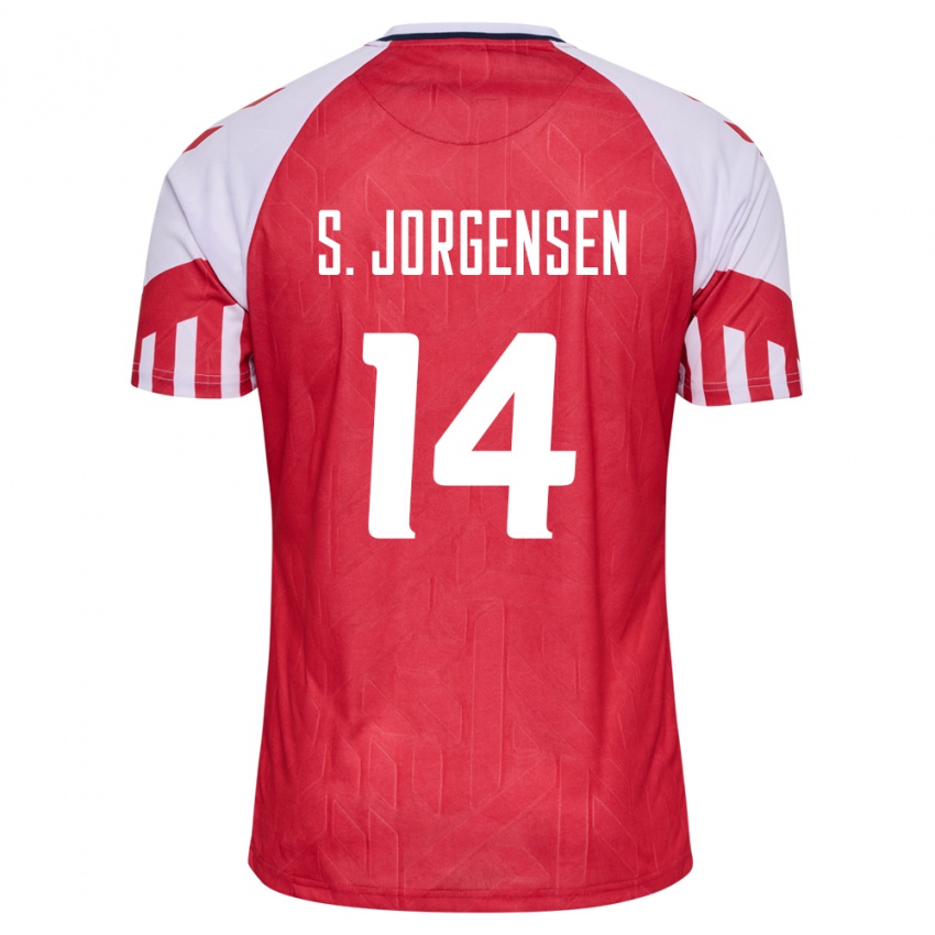 Kinder Dänische Sebastian Jorgensen #14 Rot Heimtrikot Trikot 24-26 T-Shirt Belgien