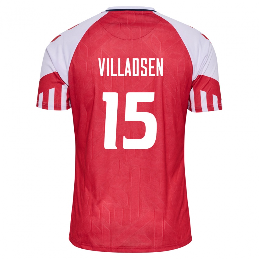 Kinder Dänische Oliver Villadsen #15 Rot Heimtrikot Trikot 24-26 T-Shirt Belgien