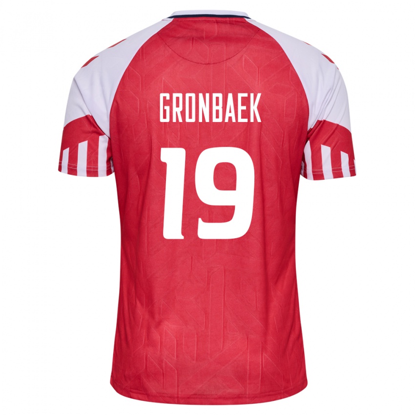 Kinder Dänische Albert Gronbaek #19 Rot Heimtrikot Trikot 24-26 T-Shirt Belgien