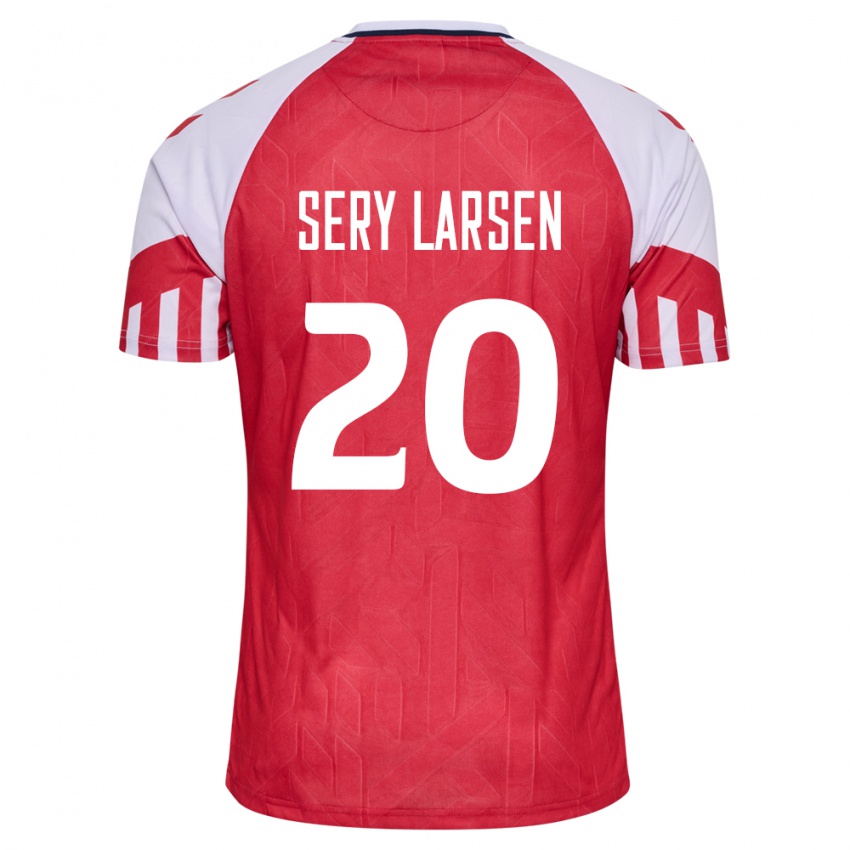 Kinder Dänische Japhet Sery Larsen #20 Rot Heimtrikot Trikot 24-26 T-Shirt Belgien