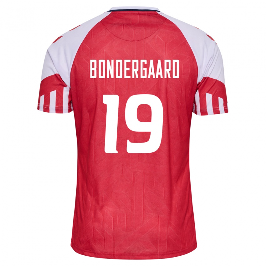 Kinder Dänische Asbjorn Bondergaard #19 Rot Heimtrikot Trikot 24-26 T-Shirt Belgien