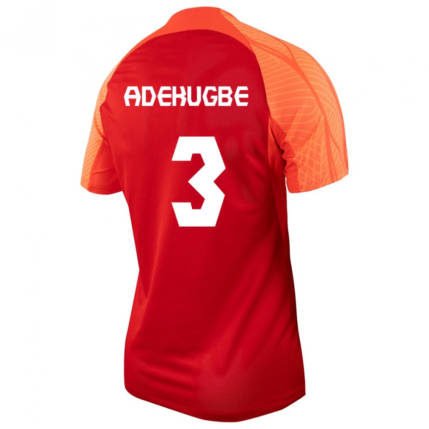 Kinder Kanadische Samuel Adekugbe #3 Orangefarben Heimtrikot Trikot 24-26 T-Shirt Belgien