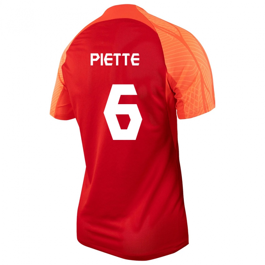 Kinder Kanadische Samuel Piette #6 Orangefarben Heimtrikot Trikot 24-26 T-Shirt Belgien