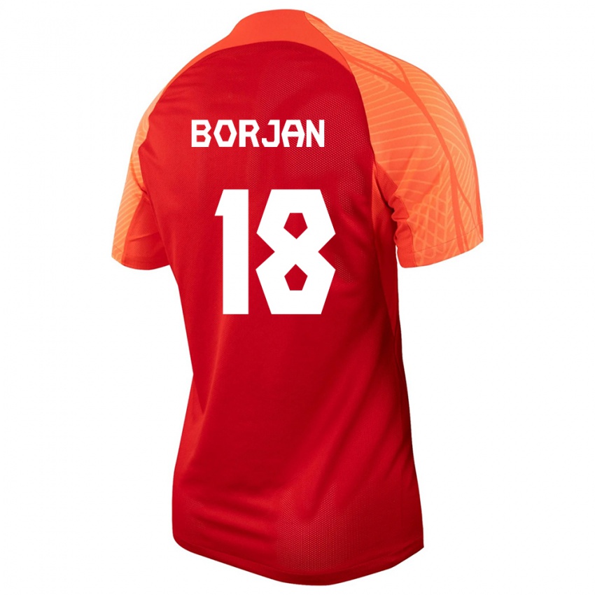 Kinder Kanadische Milan Borjan #18 Orangefarben Heimtrikot Trikot 24-26 T-Shirt Belgien